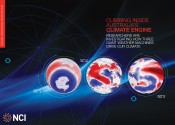 Three views of the world from ocean temperature simulations showing heating patterns.