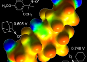 A representation from computational modelling of a complex solar-absorbing dye.