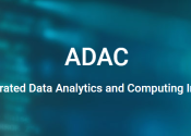 ADAC white text logo in front of blue background 